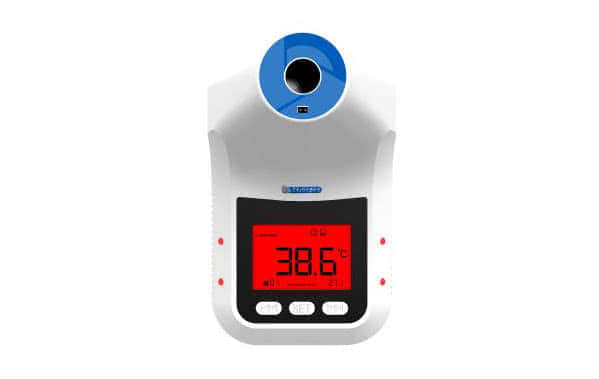 安心量是一款新型测温仪，疫情期间防止交叉感染，升级为非接触模式，实时自动侦测，距离10cm范围内自动语音提示，自带超温预警功能，适合学校、办公室、公车、超市、停车场等环境使用，有壁挂式与支架两种安装方式。